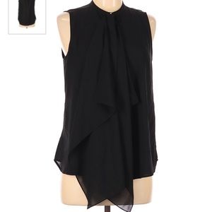 Black flounce sleeveless blouse